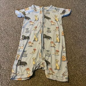Kiki + Lulu bamboo blue dog zipper pajamas, 2T